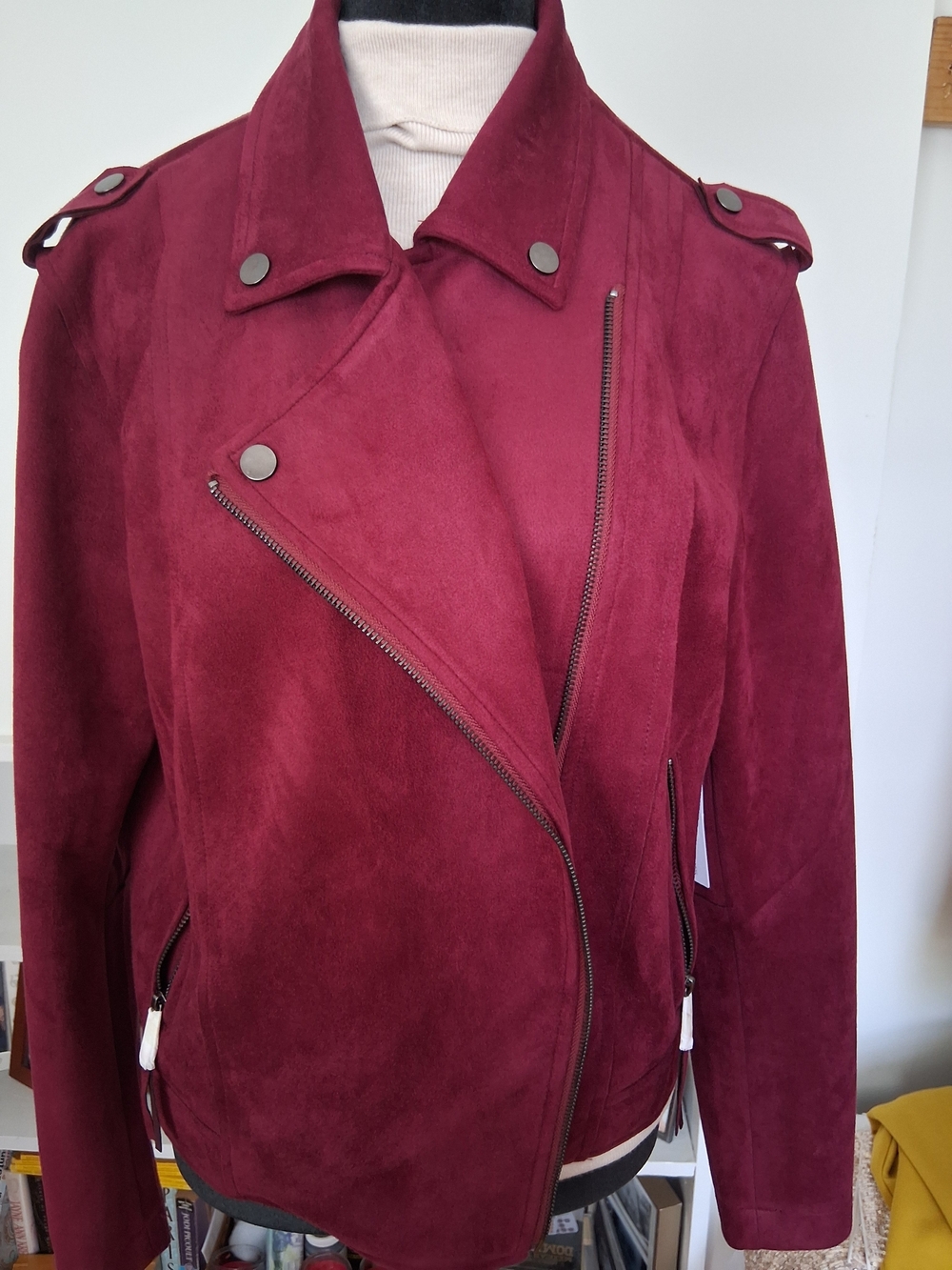 TribalWomen’s Burgundy Suede Moto Jacket